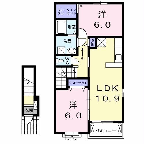 らんたん B(2LDK/2階)の間取り写真