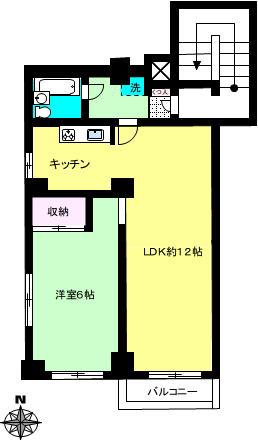 吉川ビル(1LDK/5階)の間取り写真