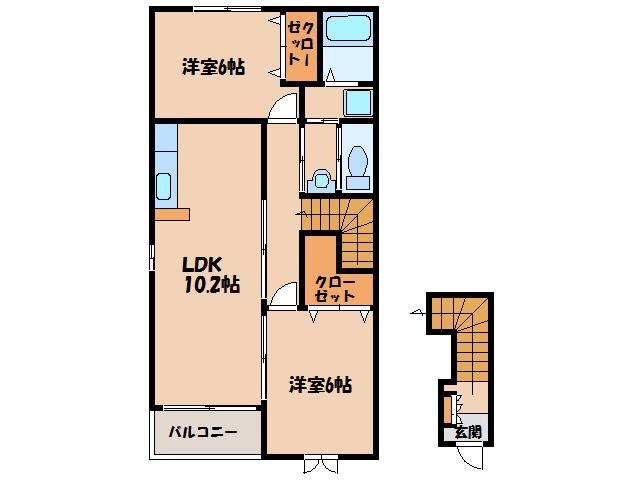 YSコート壱番館 II(2LDK/2階)の間取り写真