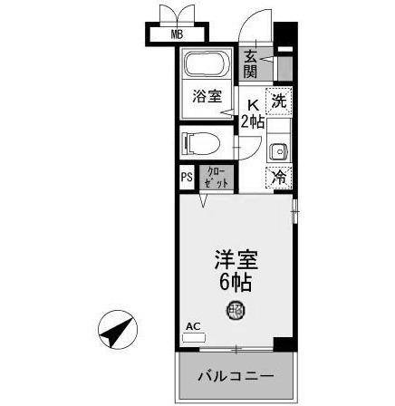 クレール加茂(ワンルーム/4階)の間取り写真