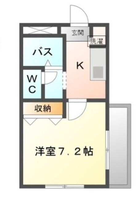 ライラック(1K/2階)の間取り写真