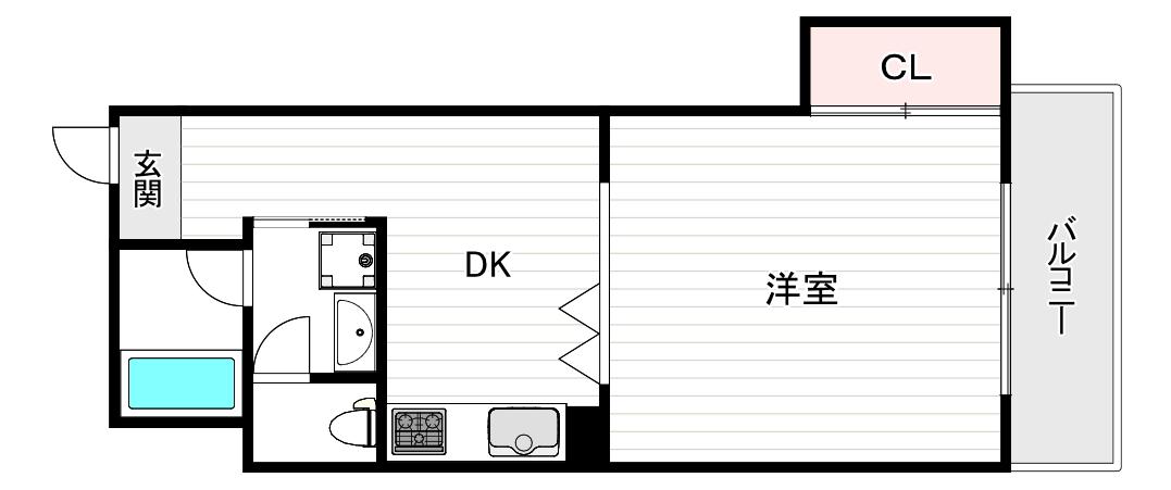 メガドームウエスト(1DK/8階)の間取り写真