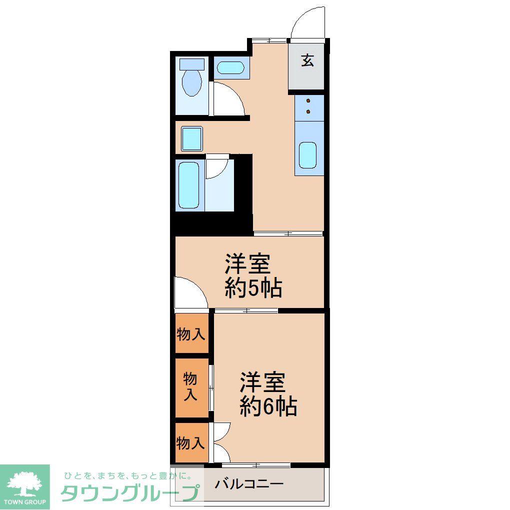 ハイネス多摩川(2DK/4階)の間取り写真