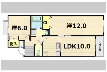 香珠マンション(2LDK/4階)の間取り写真