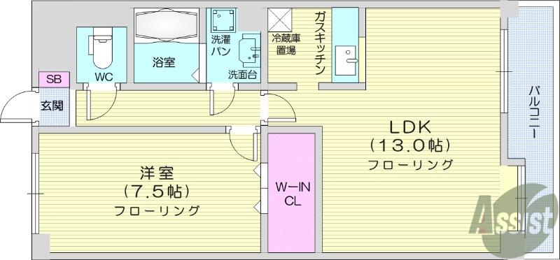 上杉五番館(1LDK/3階)の間取り写真