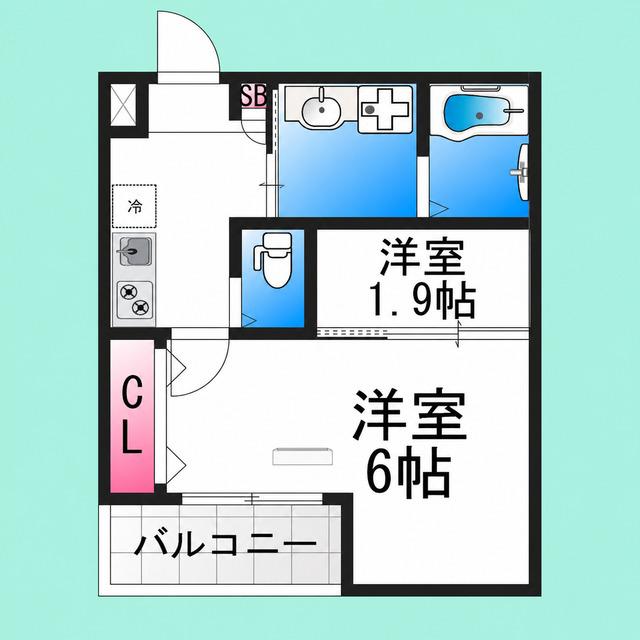 大浜北町シーエム・シス(2K/1階)の間取り写真