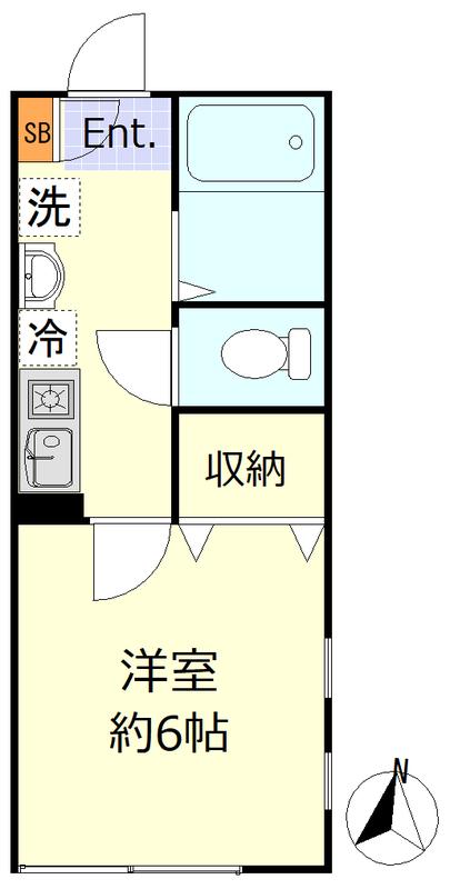 ヴィシェット三ツ沢(1K/1階)の間取り写真