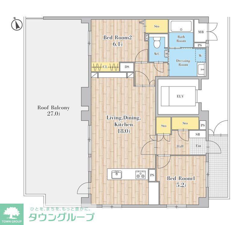 グランシャリオ(2LDK/5階)の間取り写真