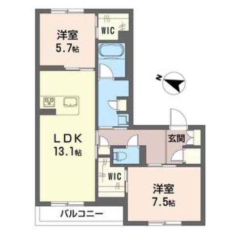 東武東上線 ふじみ野駅 徒歩10分 3階建 築2年(2LDK/1階)の間取り写真