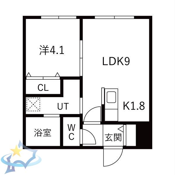 華月SAPPORO(1LDK/5階)の間取り写真