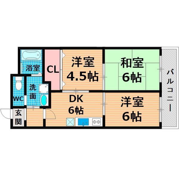 ホワイトシャンボール(3DK/3階)の間取り写真