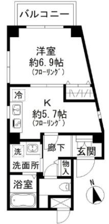シャルム住吉(1K/3階)の間取り写真