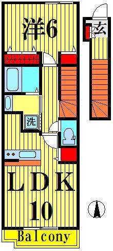 エスタシオン(1LDK/2階)の間取り写真