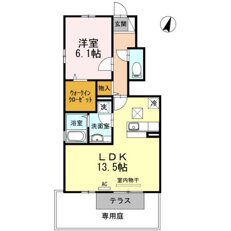 ヴェルデ柞原(1LDK/1階)の間取り写真