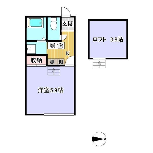 エスポワール(1K/2階)の間取り写真