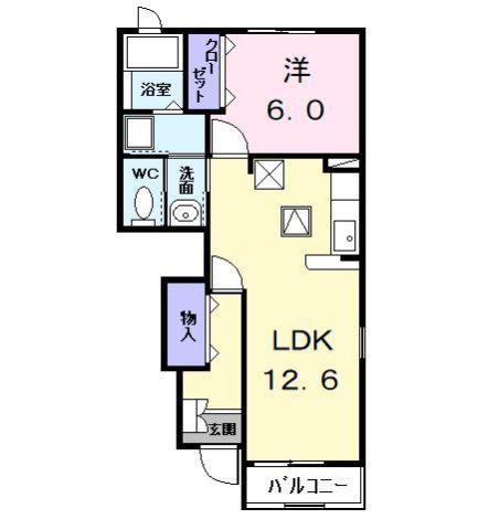 プリムローズガーデン(1LDK/1階)の間取り写真