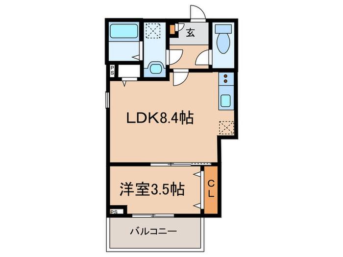 ジーメゾン立花レヴリア(1LDK/1階)の間取り写真