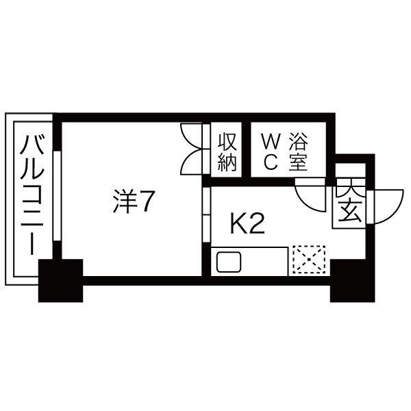 スタジオシティ(1K/4階)の間取り写真