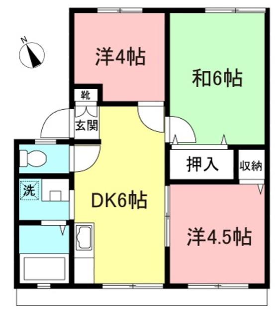 サンビレッジ三田 B棟(3DK/1階)の間取り写真