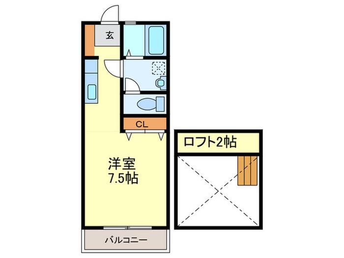 つるみハイツ長住(ワンルーム/1階)の間取り写真