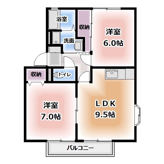 サンガーデン西春(2LDK/2階)の間取り写真