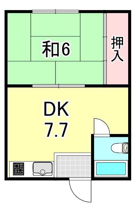 ドル深江(1DK/2階)の間取り写真