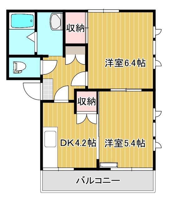 コートビレッジB(2DK/1階)の間取り写真