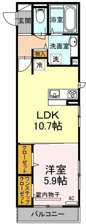 エルレープIII(1LDK/2階)の間取り写真