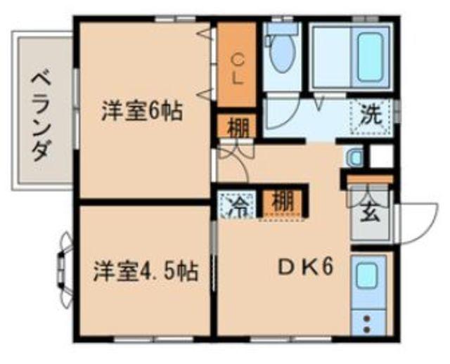 リンデンハイム(2DK/2階)の間取り写真