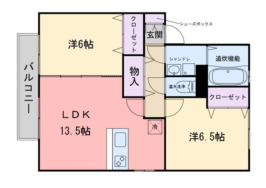 ステラ富士見B棟(2LDK/2階)の間取り写真