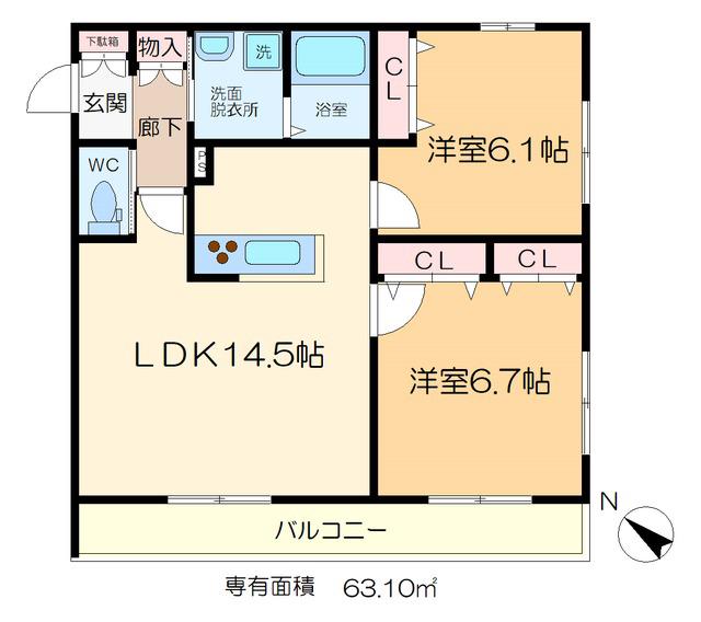 ME PASEO(2LDK/2階)の間取り写真