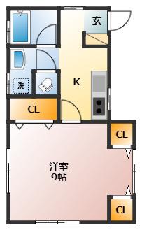 ハイム第2平和台(1K/1階)の間取り写真