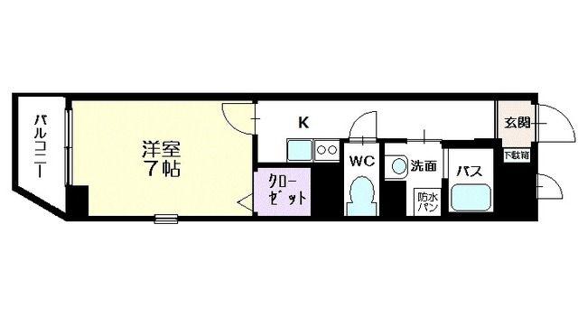 パークサイド 毛利(1K/4階)の間取り写真