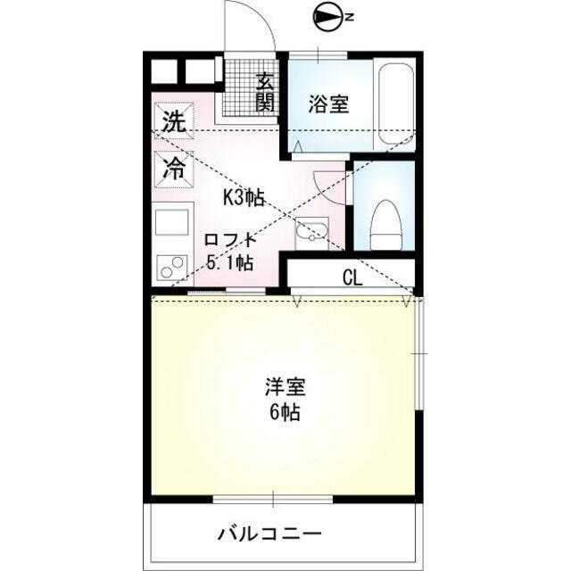 コンフォート湘南辻堂II(1K/1階)の間取り写真