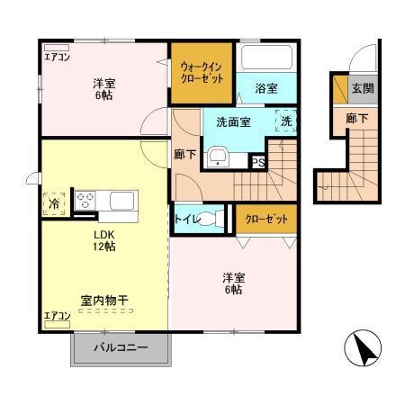 サンモール(2LDK/2階)の間取り写真