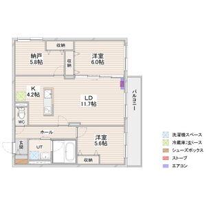 CRESCEND苗穂駅前(3LDK/2階)の間取り写真
