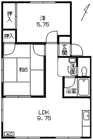 メゾンポラリスB(2LDK/1階)の間取り写真