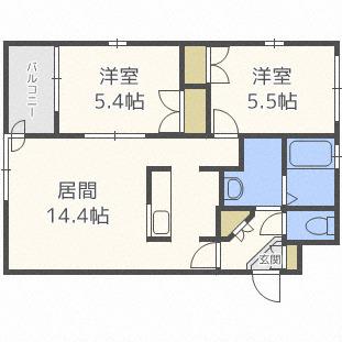 フォレスト宮の澤(2LDK/1階)の間取り写真