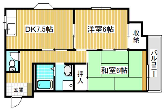 モアコート西真上(2LDK/3階)の間取り写真