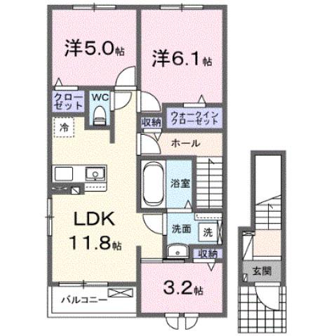 カーム エレガント(3LDK/2階)の間取り写真