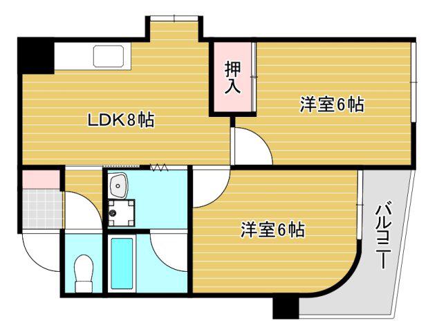 リプレ美章園(2LDK/5階)の間取り写真