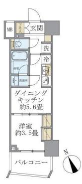 ソレアード早稲田(1DK/11階)の間取り写真