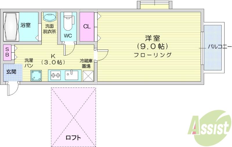 サンヒルズ国見1番館(1K/2階)の間取り写真