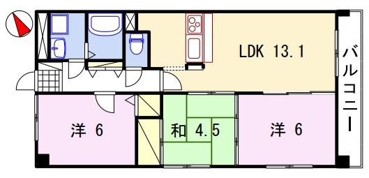 ロイヤルエビス(3LDK/1階)の間取り写真