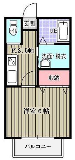 グリーンシティ戸枝A棟(1K/2階)の間取り写真