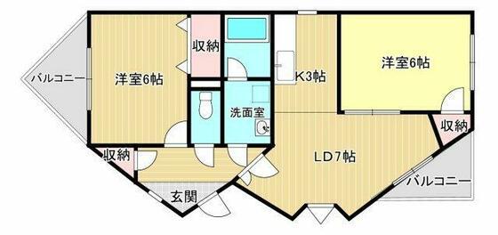 エヴァグリーン(2LDK/1階)の間取り写真