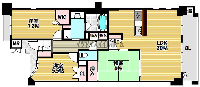 アウレリア東生駒(3SLDK/6階)の間取り写真