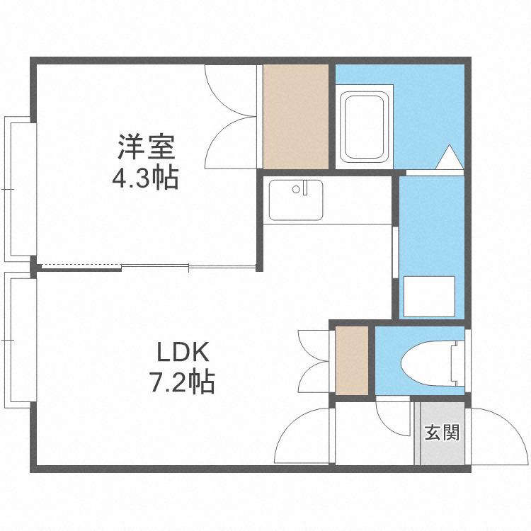 カーサエスペンド(1LDK/3階)の間取り写真