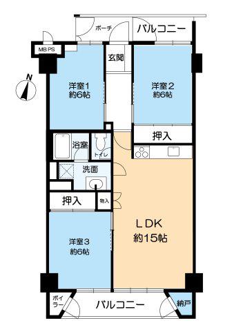 桃山台グランドマンションD2(3LDK/7階)の間取り写真