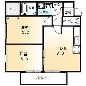 ナスキー21(2DK/2階)の間取り写真